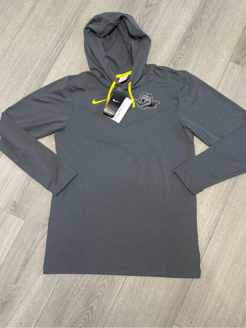 Nike Oregon Ducks Dri Fit Dark Gray‎ Pullover Hoodie with Yellow Accents